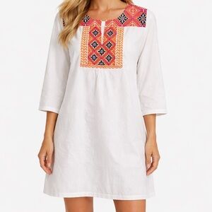 Les Canebiers Embroidered Cotton Resort Dress White FR 38 / US 6